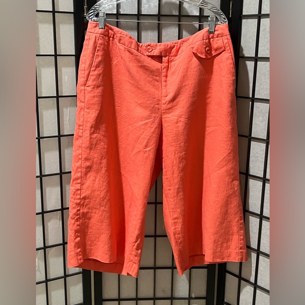 Rafaella Coral Linen vintage Wide-Leg CAPRIS Pants women SIZE 16W